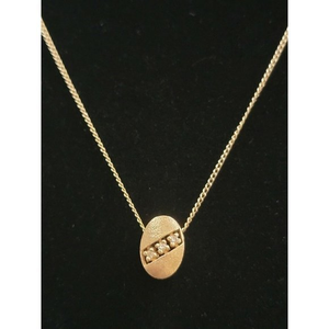 Estate 14kt Yellow Gold Diamond Necklace‎ Egg Charm 3 Year Anniversary 14k